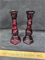 Ruby red candle holders