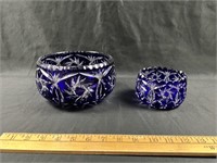 Nice blue cut glass bowls