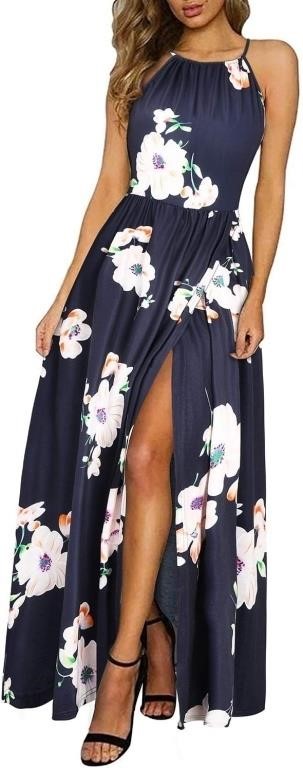 Sleeveless Halter Neck Maxi Dress