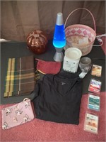 Lava lamp, candle warmers, scarf and more