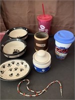 Ceramic dishes, xtratuf cookie, vegas cup