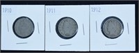 1910 / 1911 / 1912 / USD Liberty Head V Nickels