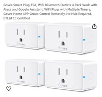 Govee Smart Plug 15A,WiFi Bluetooth Outlets 4 Pack