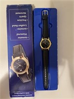 Genuine Diamond Watch w/Leather Band w/Box