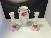 Rose Vase & Candlestick Holders