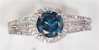 14K White Gold Blue Diamond (1.04ct) Ring