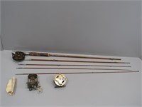 Vintage Kingfisher 3pc. bamboo fly rod and reels