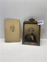 OLD PORTRAITS, ONE IN GOLD PLATED FRAME