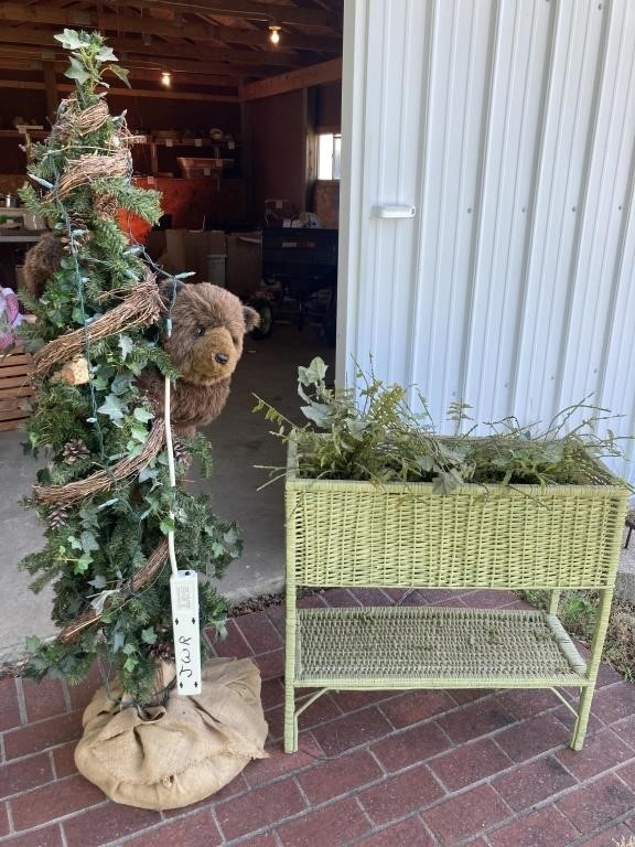 Bear decor and plant stand