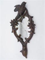 Black Forest Bird Carved Hand Mirror.