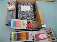 Office supplies: rulers, erasers, pencils,