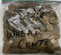 Lot of 500 wheat pennies