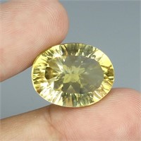 Marvelous Oval Concave Cut Natural Top Yellow Citr