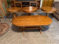 Oak Coffee Table and Stands
