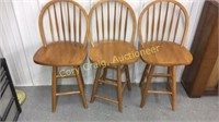 3 Wood bar stools