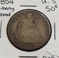 1854 SEATED LIBERTY 1/2 DOLLAR WITH ARROWS