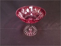 7 1/4" cranberry cut overlay compote