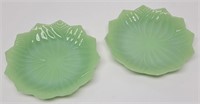 (2) Jadeite Green Lotus Plates