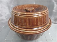 USA Brown Glazed Stoneware Covered Baker