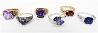 (6) STUNNING COLORFUL GEMSTONE RINGS