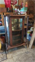 CURVED GLASS OAK CHINA CABINET 68" TALL X 44" X