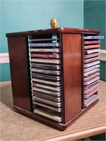 Wood Spinning Carousel CD  Holder with CDs
