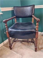 Vintage Black Leather Arm Chair