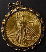 1924 $20 GOLD SAINT GAUDENS (SET IN PENDENT)