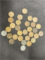 (27) Wheat Cents (3) Steel Cents