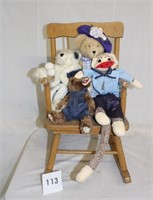 CHILD'S ROCKING HORSE & 4 STUFFED ANIMALS