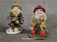 Mid Century Pinecone Christmas Elf / gnome felt