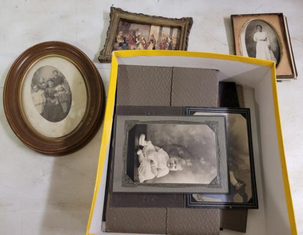 TRAY OF BLACK AND WHITE PHOTOS
