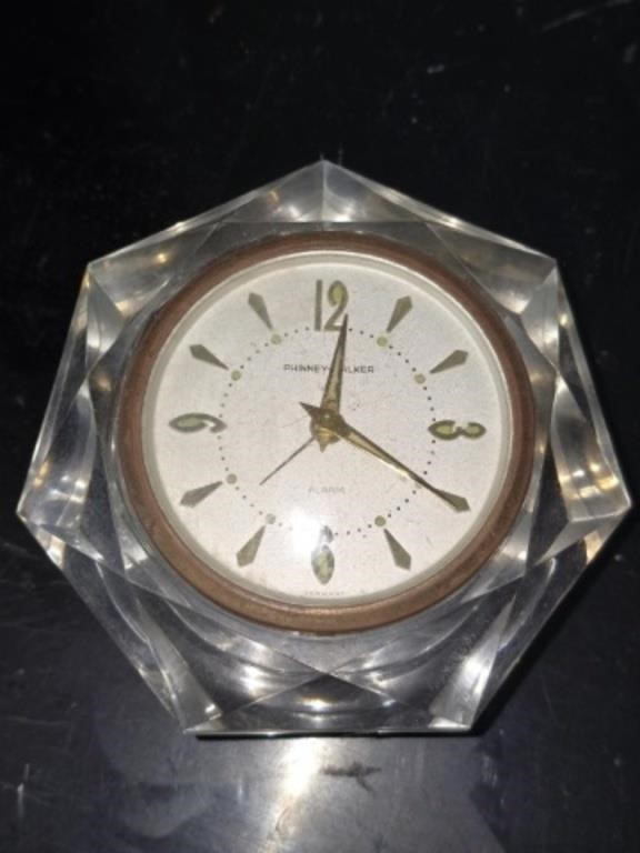 Vintage Glass Phinney Walker Germany Alarm Clock