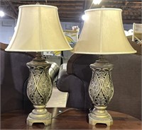(U) Ashley Furniture Brass Finish Table Lamps