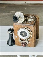 antique oak case phone - 9 x 6