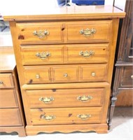 Pine five drawer chest of drawers 46” x 34” x18"