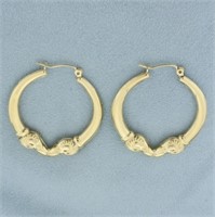 Vintage Double Ram's Head Hoop Earrings in 14k Yel