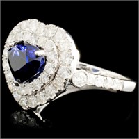 18K Gold Sapphire 2.55ct & 1.80ct Diam Ring