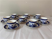 8 Royal Doulton Real Old Willow Cups & Saucers