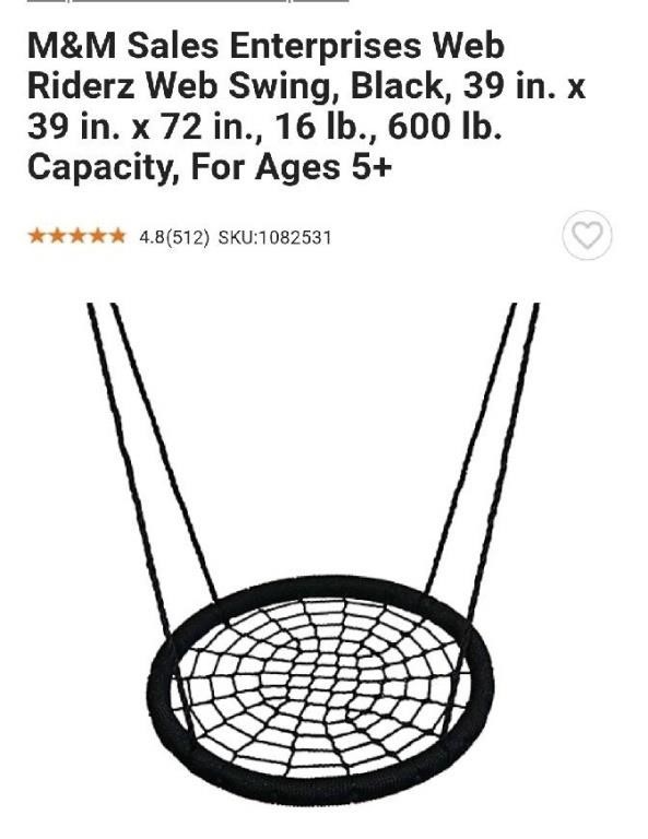 C7) outdoor round, web, swing in good condition