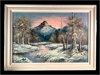 Winter Mountain Landscape, Oil on Canvas