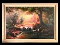Herons at the Waterfall, Oil on Canvas