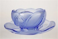 Frosted Blue Plate & Bowl