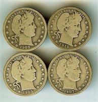 1907 1909x2 1916 Quarter VG 4 Pc Lot