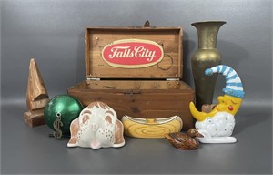Vintage Items & Wooden Box