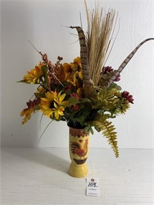 Dried Flowers in Rooster vase