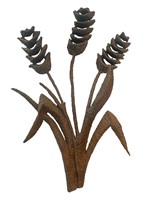 Cast Iron Brutalist Flower Sculpture