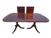 MAHOGANY BANDED FLAME GRAIN BANQUET TABLE