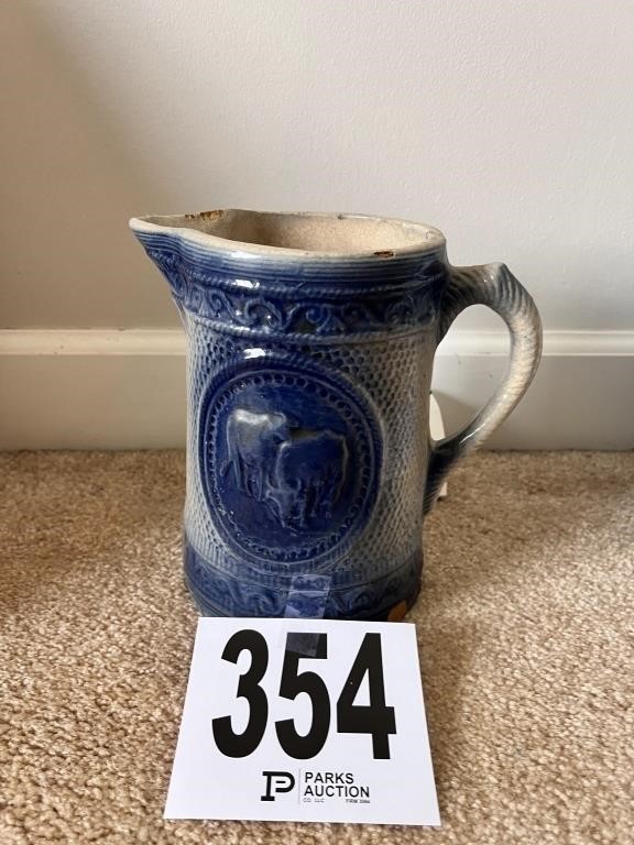 Vintage salt glazed pottery pitcher