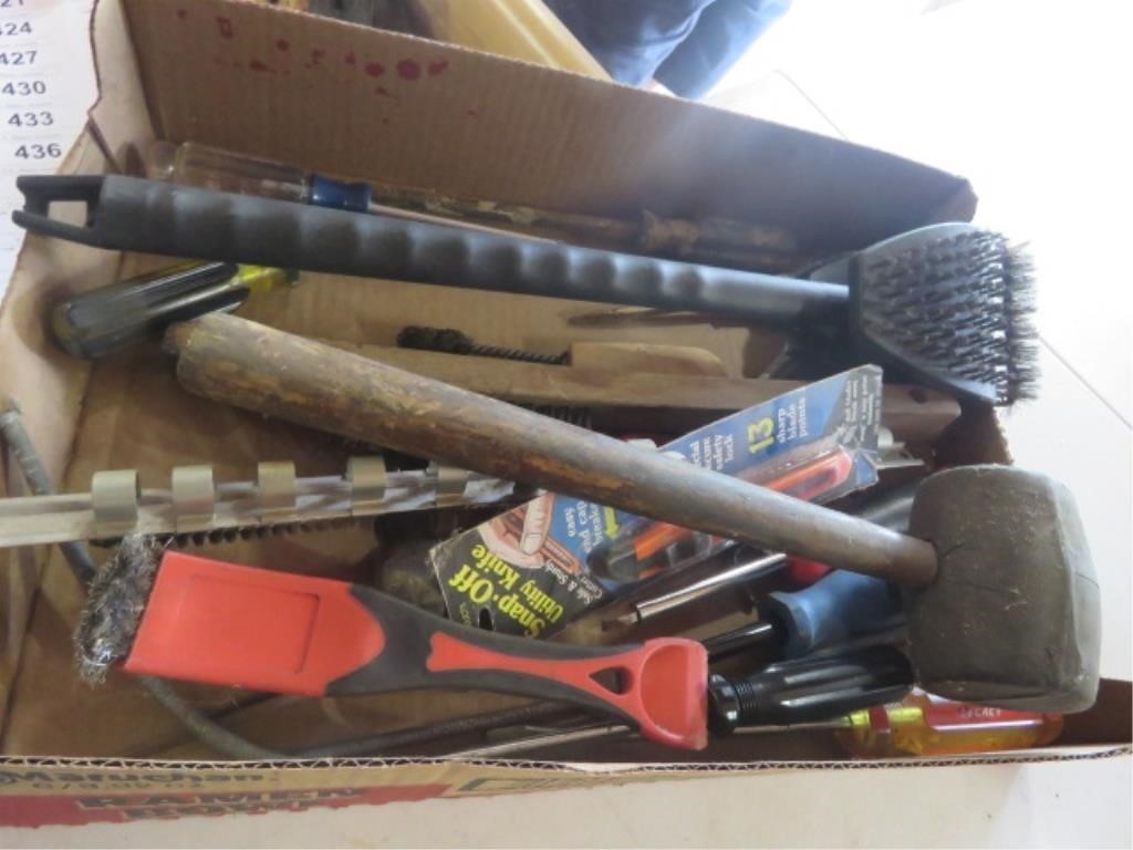 SCREWDRIVER, WIRE BRUSH, MALLET AND MORE